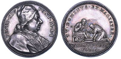 Stato Pontificio. Benedetto XIV (prospero Lorenzo Lambertini), 1740-1758. Medaglia in Argento A. ...