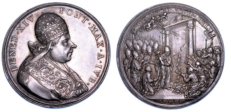 STATO PONTIFICIO. BENEDETTO XIV (Prospero Lorenzo Lambertini), 1740-1758. Medaglia annuale in argento 1750/A. IVB. Anno Santo 1750.  - Auction Numismatics - Medals and popes - II - Cambi Casa d'Aste