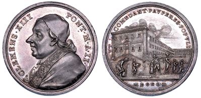 Stato Pontificio. Clemente XIII (carlo Rezzonico), 1758-1769. Medaglia Annuale in Argento 1760/a....