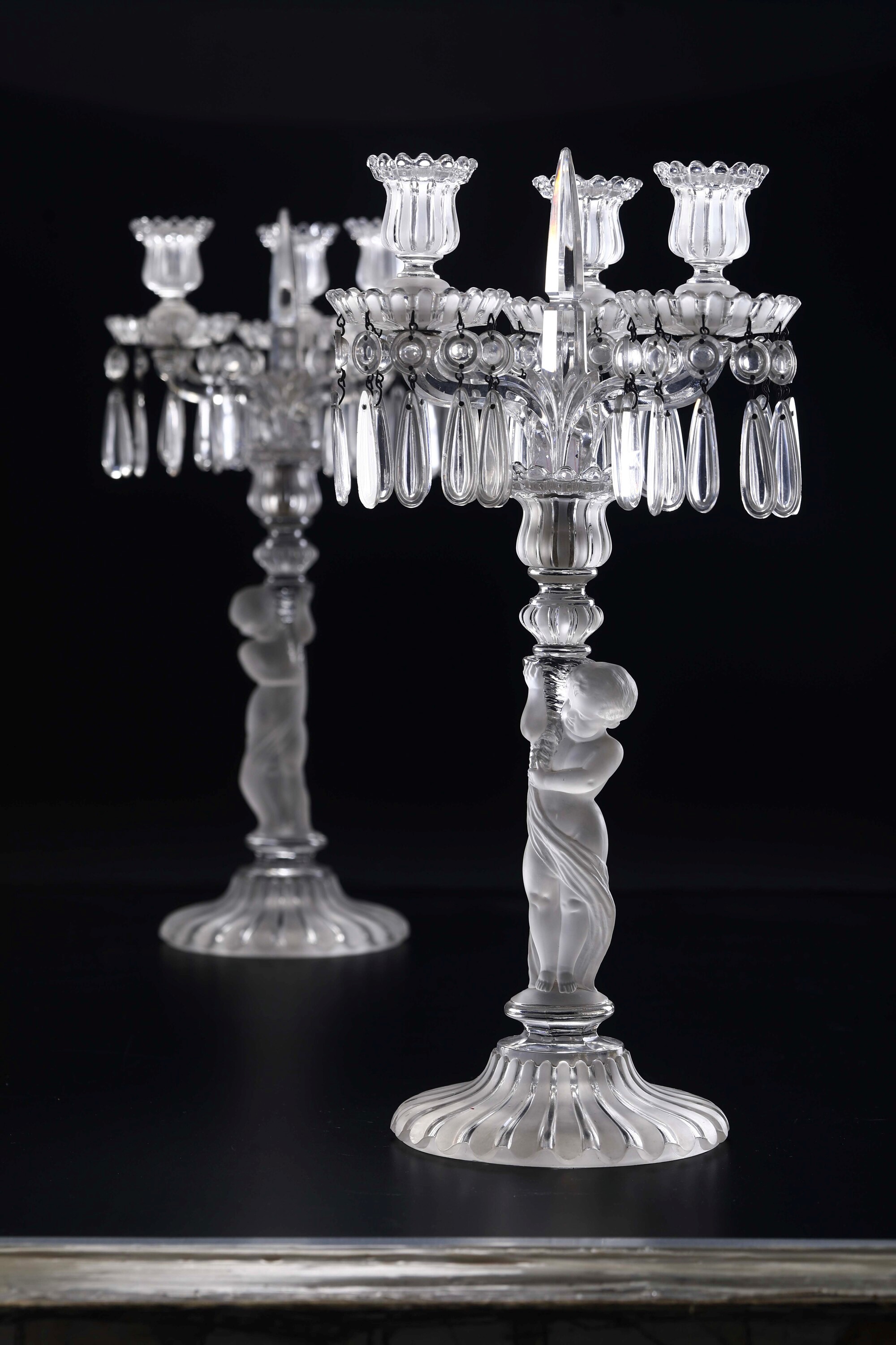 Coppia Candelabri “enfant” Francia, Manifattura Baccarat, Primi del XX Secolo