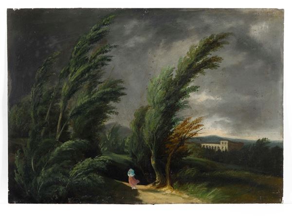 Scuola del XIX secolo Paesaggio burrascoso