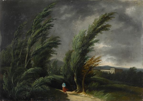 Scuola del XIX secolo Paesaggio burrascoso