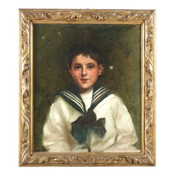 Pittore del XX secolo Bambino vestito alla marinara