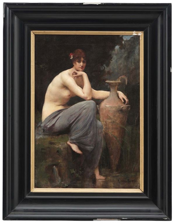 Lionel Royer (1852-1926) Nudo femminile con anfora