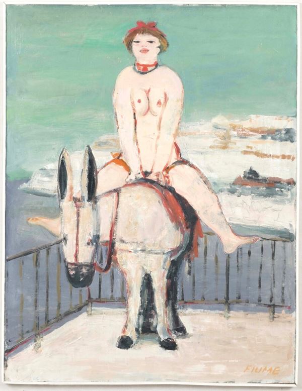 Salvatore Fiume - Nudo femminile a cavallo di asino