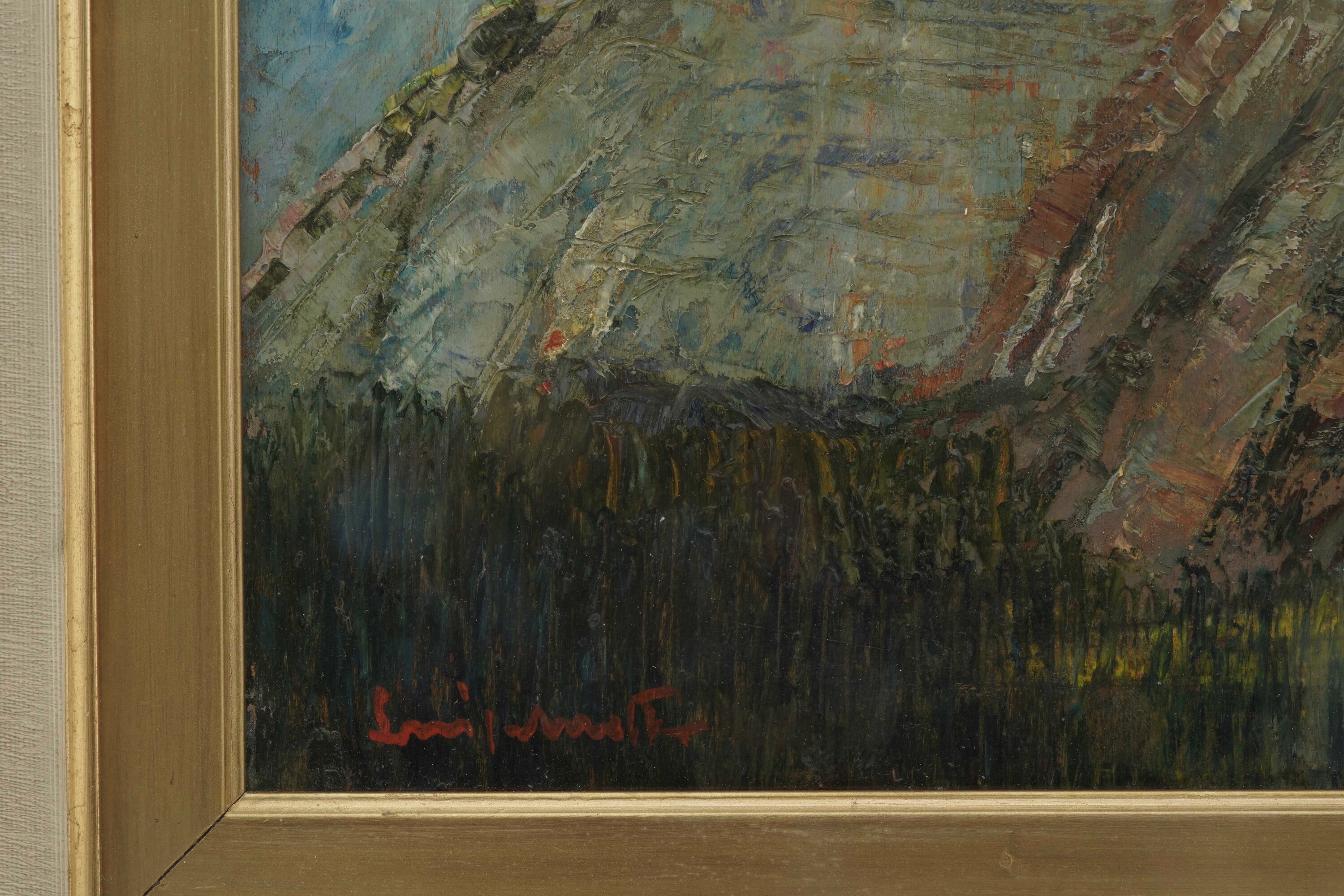 Luigi Motta, Veduta di montagna (olio su tavola)