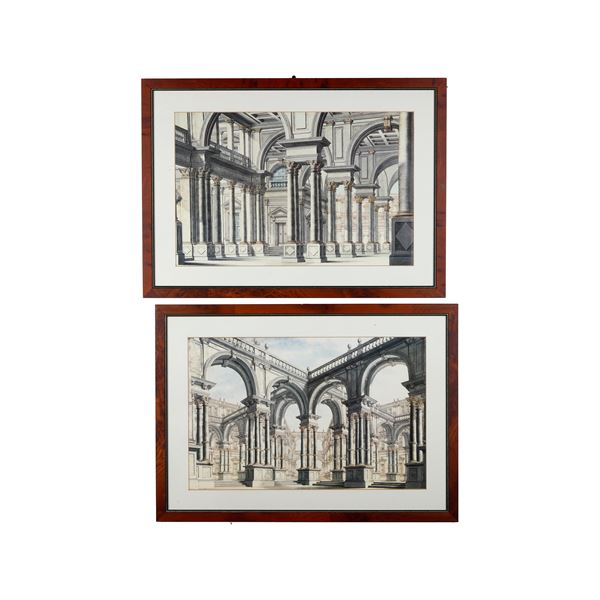 Scuola del XVIII secolo Capricci architettonici