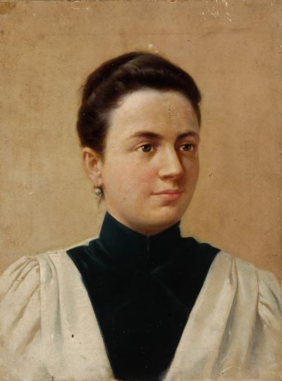 Pittore del XIX-XX secolo, Ritratto femminile, olio su tela
