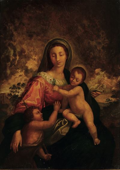 Scuola Dell'italia Centrale del XVI Secolo Madonna con Bambino e San Giovannino