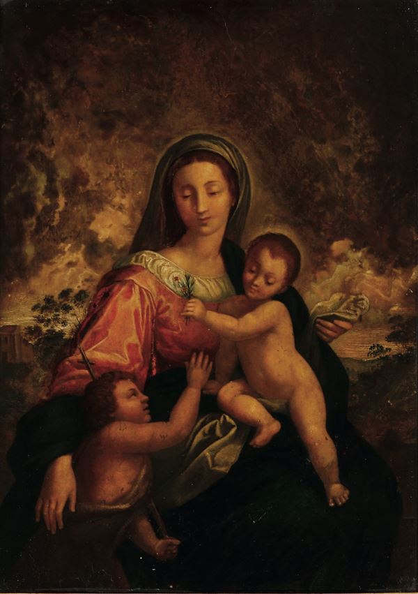 Scuola dell'Italia centrale del XVI secolo Madonna con Bambino e San Giovannino