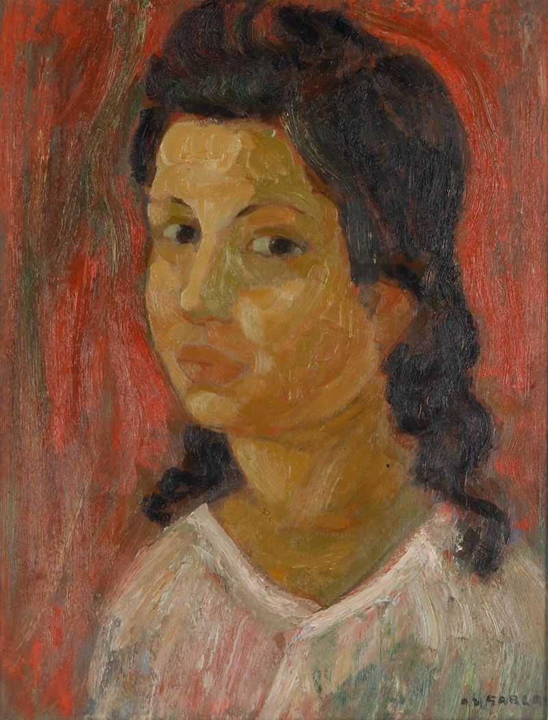 Alfredo Ubaldo Gargani : Testa di ragazza  - olio su tavoletta - Asta Dipinti del XIX-XX Secolo - Cambi Casa d'Aste