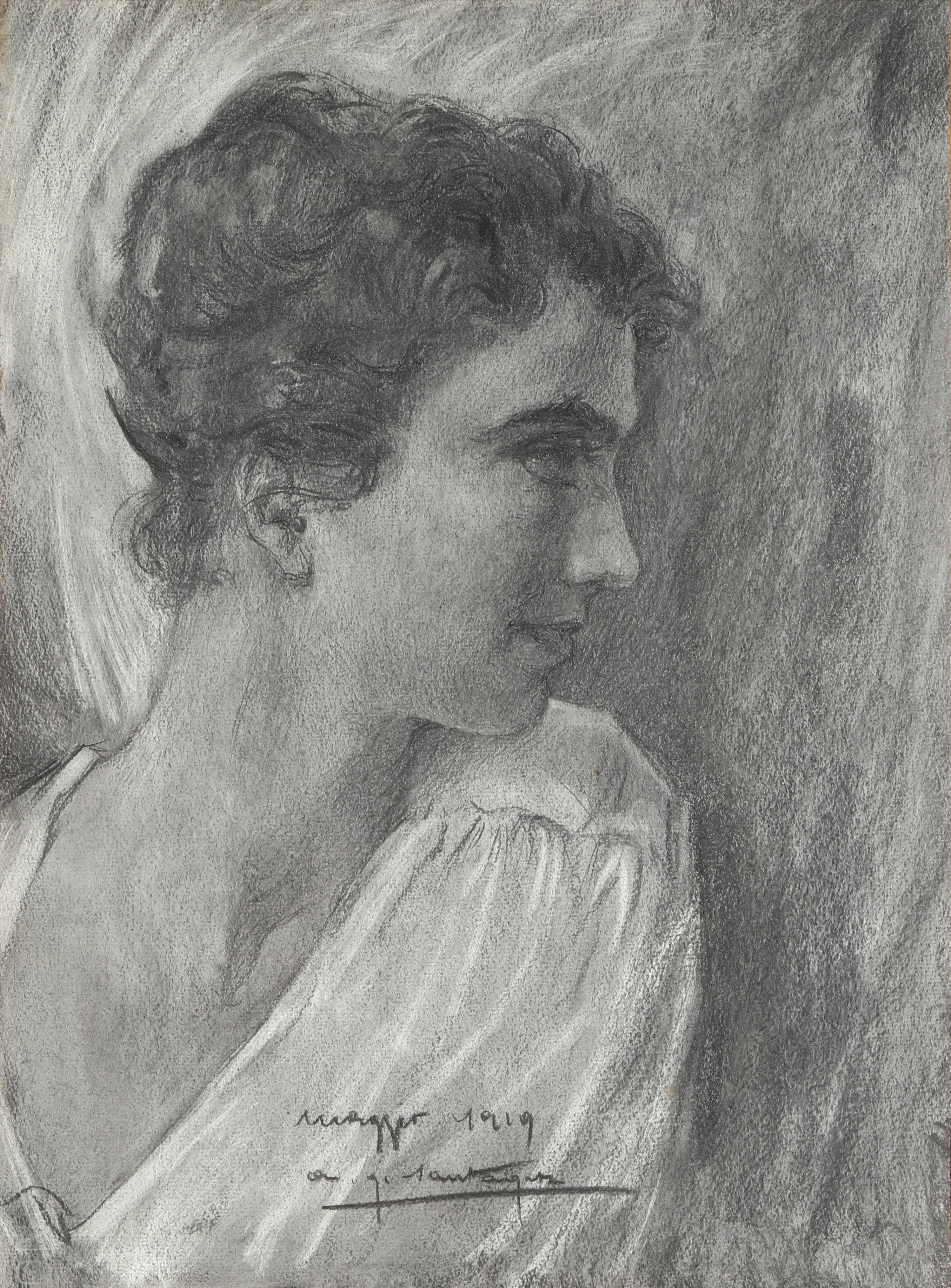Antonio Giuseppe Santagata - Figura femminile, matita su carta