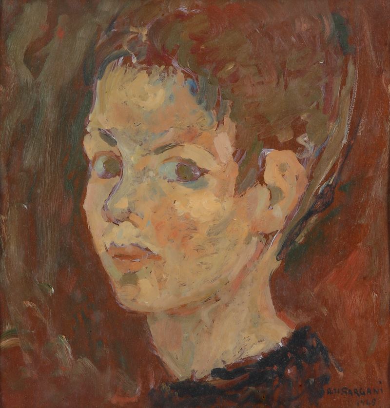 Alfredo Ubaldo Gargani : Testa di ragazzo  - olio su faesite - Asta Dipinti del XIX-XX Secolo - Cambi Casa d'Aste