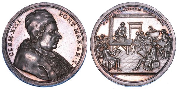 STATO PONTIFICIO. CLEMENTE XIII (Carlo Rezzonico), 1758-1769. Medaglia in argento A. I (1759). Scuola del nudo.