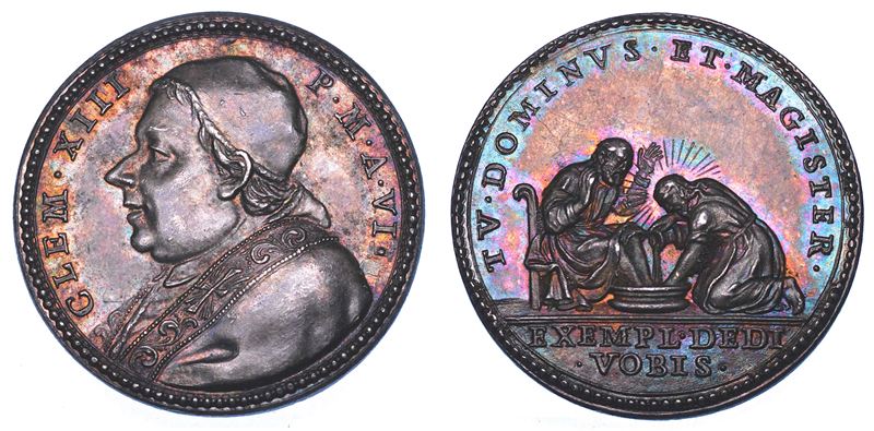 STATO PONTIFICIO. CLEMENTE XIII (Carlo Rezzonico), 1758-1769. Medaglia in argento A. VI (1764). Lavanda dei Piedi del Giovedì Santo.  - Auction Numismatics - Medals and popes - II - Cambi Casa d'Aste