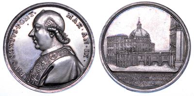 Stato Pontificio. Pio Vi (giannangelo Braschi), 1775-1799. Medaglia Annuale in Argento 1783/a. IX...