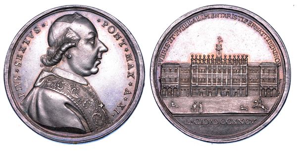 STATO PONTIFICIO. PIO VI (Giannangelo Braschi), 1775-1799. Medaglia annuale in argento 1785/A. XI. L'Ospedale pediatrico a Città di Castello.