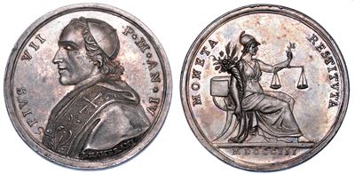 Stato Pontificio. Pio VII (barnaba Chiaramonti), 1800-1823. Medaglia Annuale in Argento 1803/a. I...