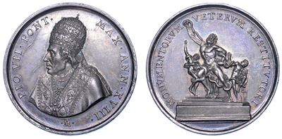Stato Pontificio. Pio VII (barnaba Chiaramonti), 1800-1823. Medaglia Annuale in Argento A. XVIII ...