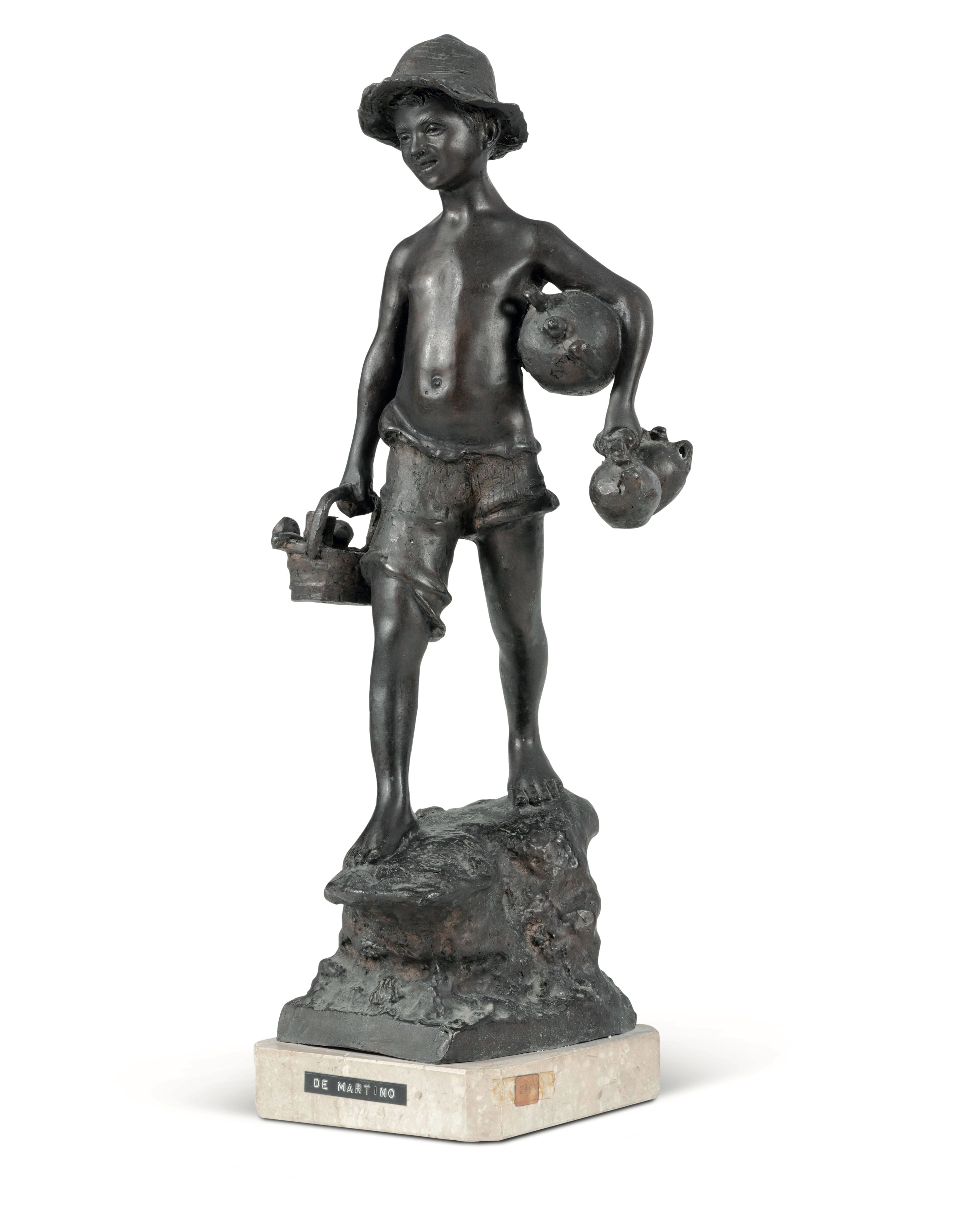 Giovanni De Martino - Pescatorello - scultura in bronzo fuso e patinato