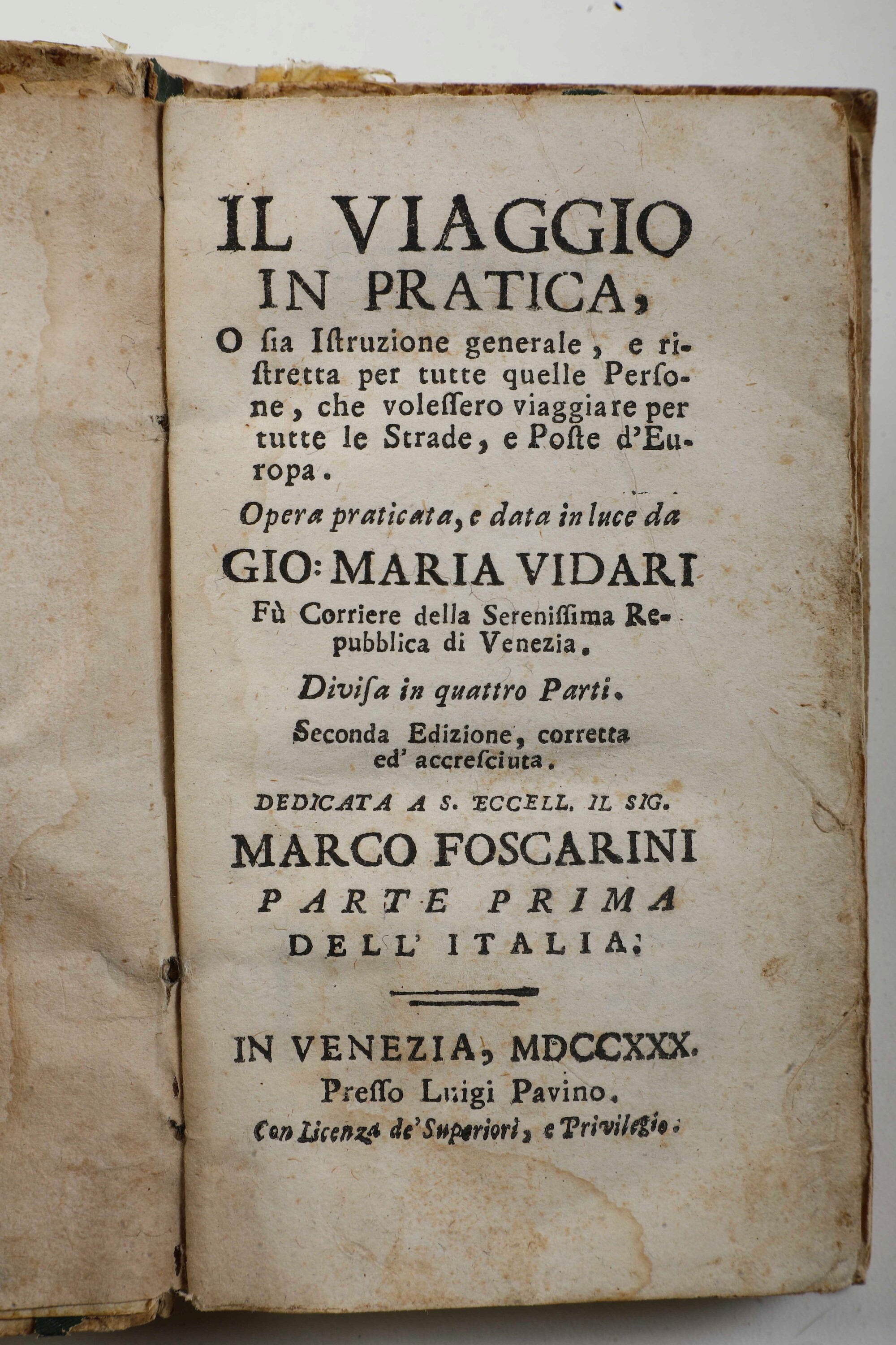 Autori Vari Itinerario Italiano con Carte Geografiche Milano, Agnelli, 1808