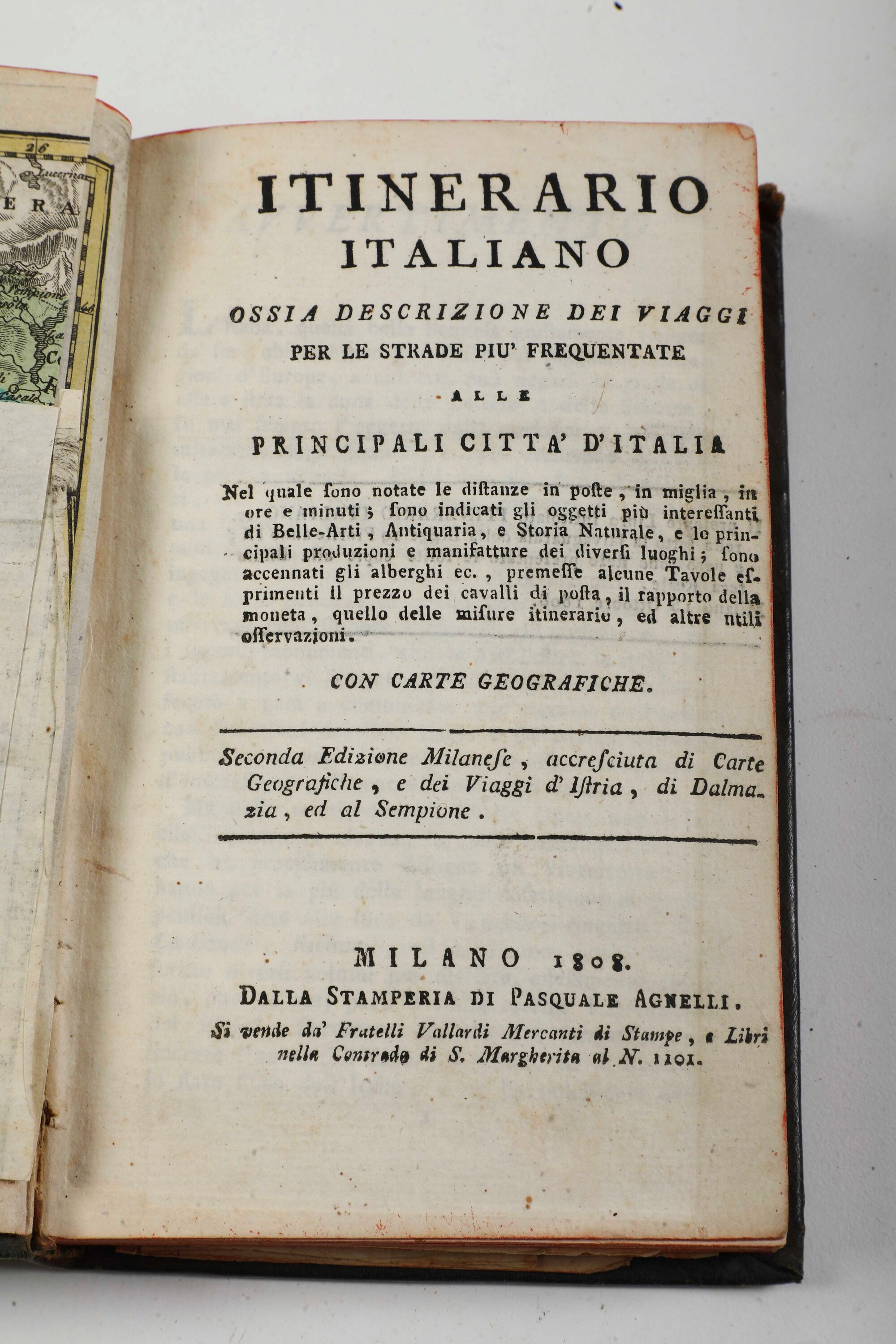 Autori Vari Itinerario Italiano con Carte Geografiche Milano, Agnelli, 1808