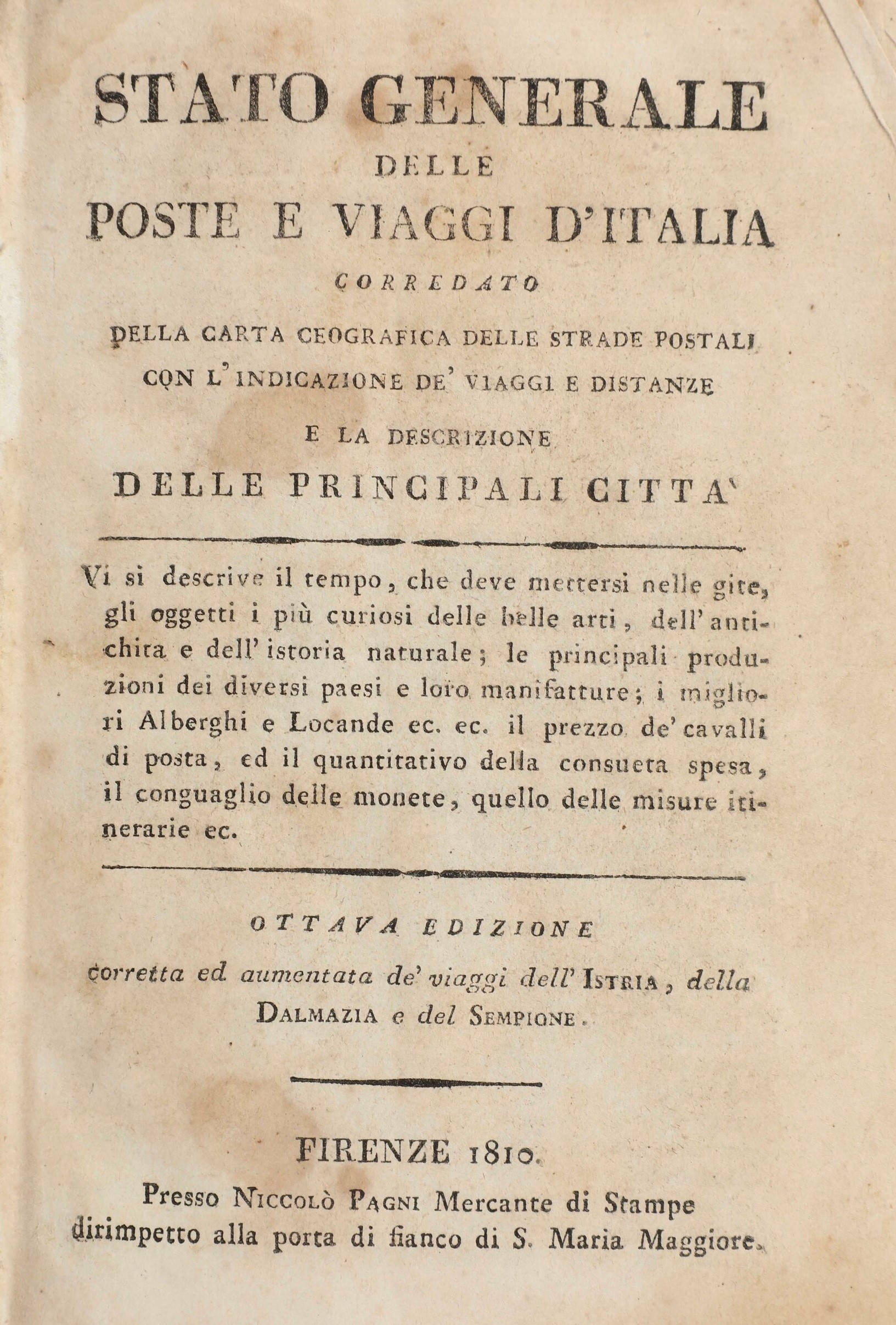 Autori Vari Itinerario Italiano, Ossia Descrizione dei Viaggi per le Strade Più Frequentate... co...