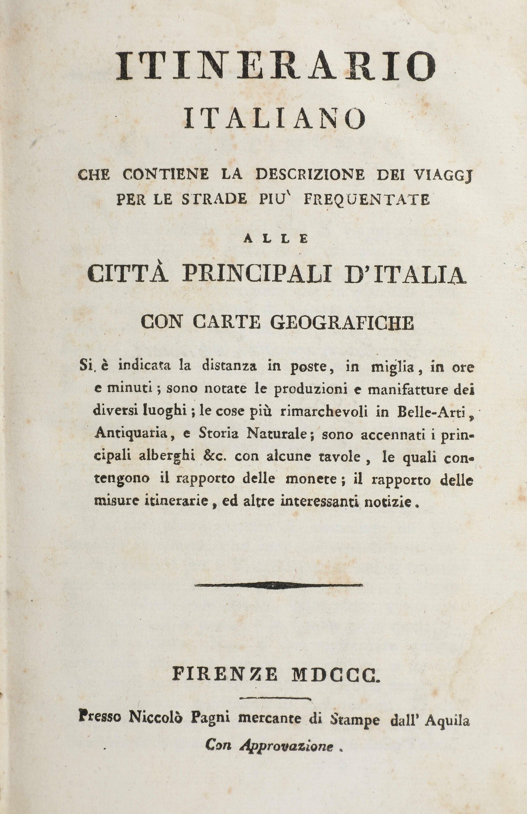 Autori Vari Itinerario Italiano, Ossia Descrizione dei Viaggi per le Strade Più Frequentate... co...
