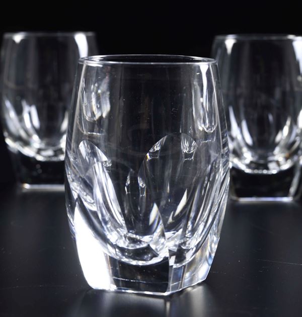 Sei bicchieri. Cecoslovacchia, probabilmente Manifattura Moser, XX secolo.