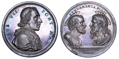Stato Pontificio. Pio VII (barnaba Chiaramonti), 1800-1823. Medaglia in Argento 1804 (a.V). i San...