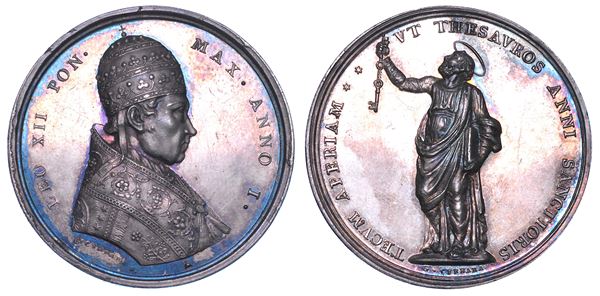 STATO PONTIFICIO. LEONE XII (Annibale Sermattei della Genga), 1823-1829. Medaglia annuale in argento A. I (1824). Indizione dell'Anno Santo 1825.