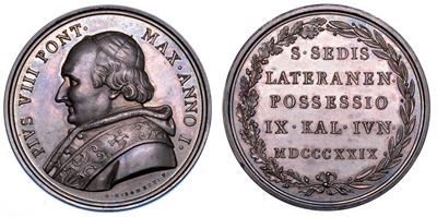 Stato Pontificio. Pio VIII (francesco Saverio Castiglioni), 1829-1830. Medaglia in Argento 1829/a...