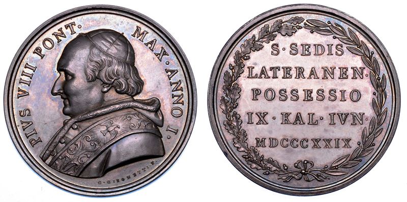 STATO PONTIFICIO. PIO VIII (Francesco Saverio Castiglioni), 1829-1830. Medaglia in argento 1829/A. I. Possesso del Laterano.  - Asta Numismatica - Medals and Popes - II - Cambi Casa d'Aste