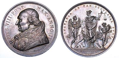 Stato Pontificio. Pio VIII (francesco Saverio Castiglioni), 1829-1830. Medaglia Annuale in Argent...