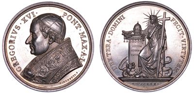 Stato Pontificio. Gregorio XVI (bartolomeo Alberto Cappellari), 1831-1846. Medaglia Annuale in Ar...