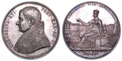 Stato Pontificio. Gregorio XVI (bartolomeo Alberto Cappellari), 1831-1846. Medaglia Annuale in Ar...