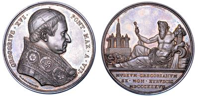 Stato Pontificio. Gregorio XVI (bartolomeo Alberto Cappellari), 1831-1846. Medaglia Annuale in Ar...