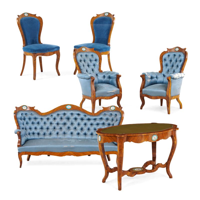 Salotto con decori in porcellana di Sèvres. Francia, XIX-XX secolo  - Auction Italian Mansions - Cambi Casa d'Aste