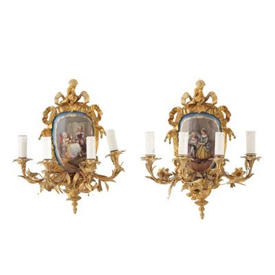 Coppia di Appliques a 4 Luci.francia, 1860 Circa.
