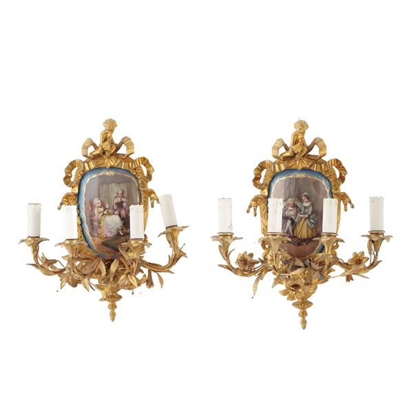 Coppia di appliques a 4 luci. Francia, 1860 circa.