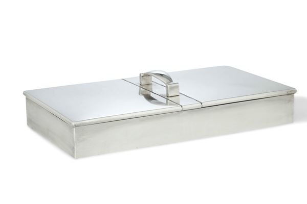 Scatola da gioco rivestita in argento 925. Argenteria fiorentina del XX secolo