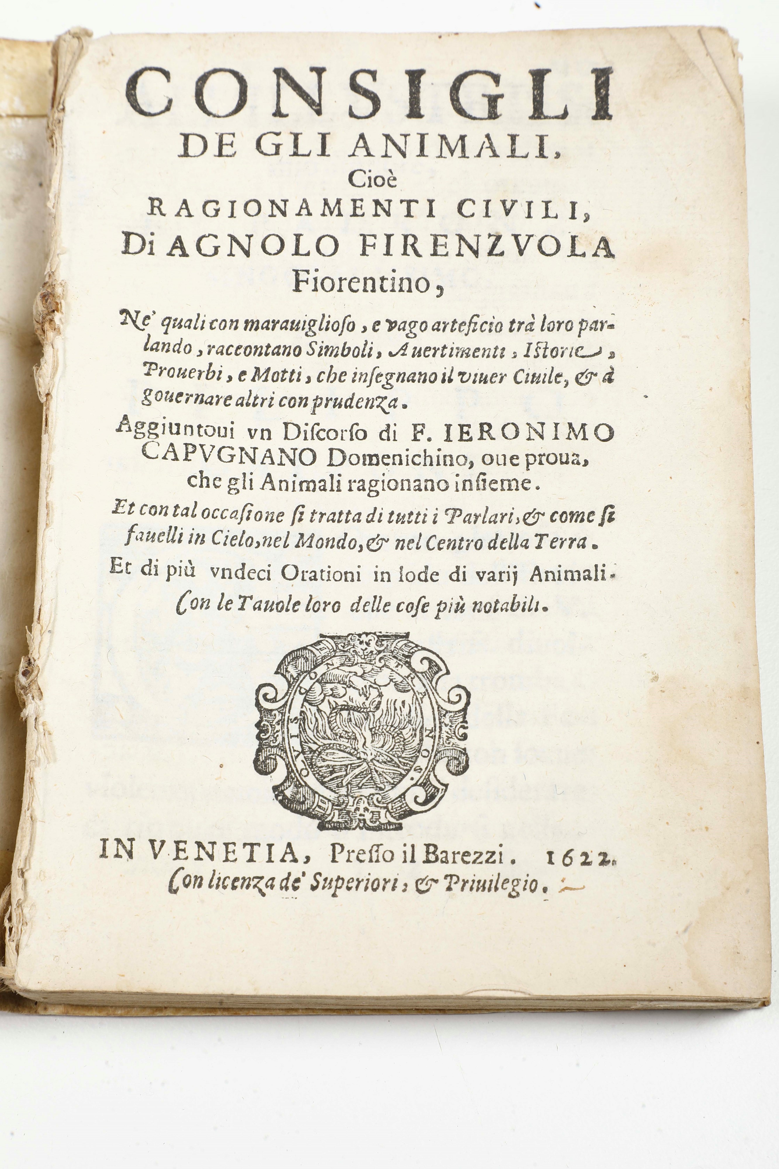Tomaso Costo le Otto Giornate del Fuggilozio... in Venezia, 1620