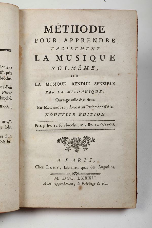 M. Choquel Methode pour apprendre la musique soi meme... nouvelles edition..  A Paris chez Lamy, 1782