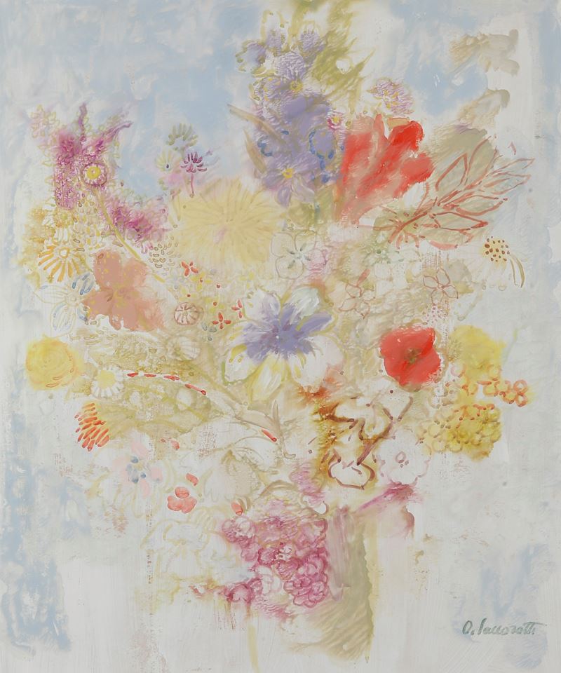 Oscar Saccorotti : Natura morta con vaso di fiori  - acquerello su carta - Auction 19th and 20th Century Paintings - Cambi Casa d'Aste