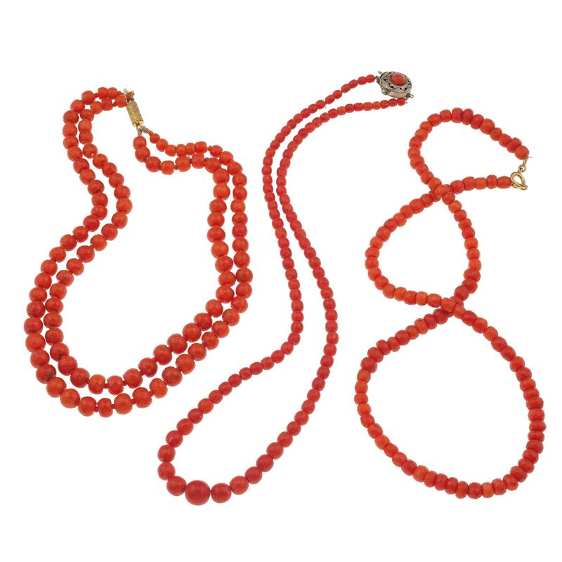 Three coral necklace  - Auction Fine Jewellery - Cambi Casa d'Aste