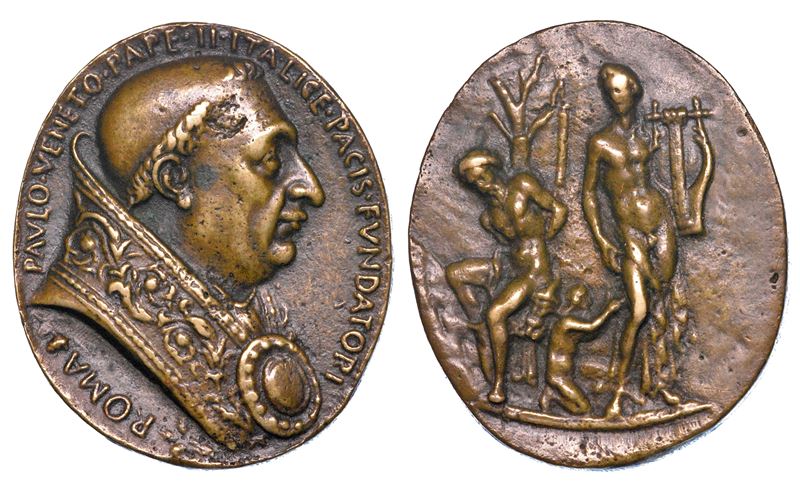 STATO PONTIFICIO. PAOLO II (Pietro Barbo), 1464-1471. Medaglia ovale in bronzo. La Pace d’Italia.  - Auction Numismatics - Medals and popes - II - Cambi Casa d'Aste