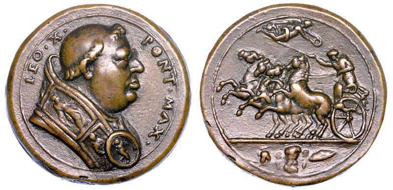 STATO PONTIFICIO. LEONE X (Giovanni de' Medici), 1513-1521. Medaglia fusa (1521). Cacciata dei Francesi dal ducato di Milano.  - Auction Numismatics - Medals and popes - II - Cambi Casa d'Aste