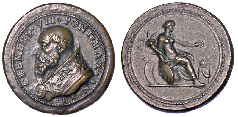 STATO PONTIFICIO. CLEMENTE VII (Giulio Zanobi di Giuliano de' Medici), 1523-1534. Medaglia in bronzo A. XI. Le vittorie contro i Turchi.  - Asta Numismatica - Medals and Popes - II - Cambi Casa d'Aste