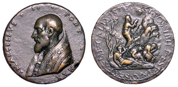 STATO PONTIFICIO. MARCELLO II (Marcello Cervini di Montefano), 9 aprile - 1 maggio 1555. Medaglia di restituzione in bronzo (fine del XVI secolo). Commemorazione di Marcello II.