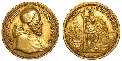 Stato Pontificio. Paolo IV (gian Pietro Carafa), 1555-1559. Medaglia in Bronzo Dorato. i Provvedi...